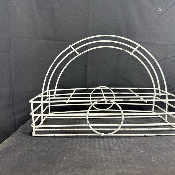 Vintage Mid-Century Modern White Wire 8-Glass Drink Caddy Classic Retro Design - Picture 2 of 7